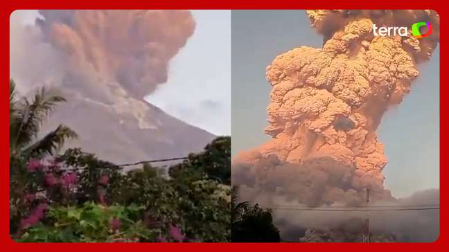 Vulcão entra em erupção na Indonésia e moradores registram ‘nuvem gigante’